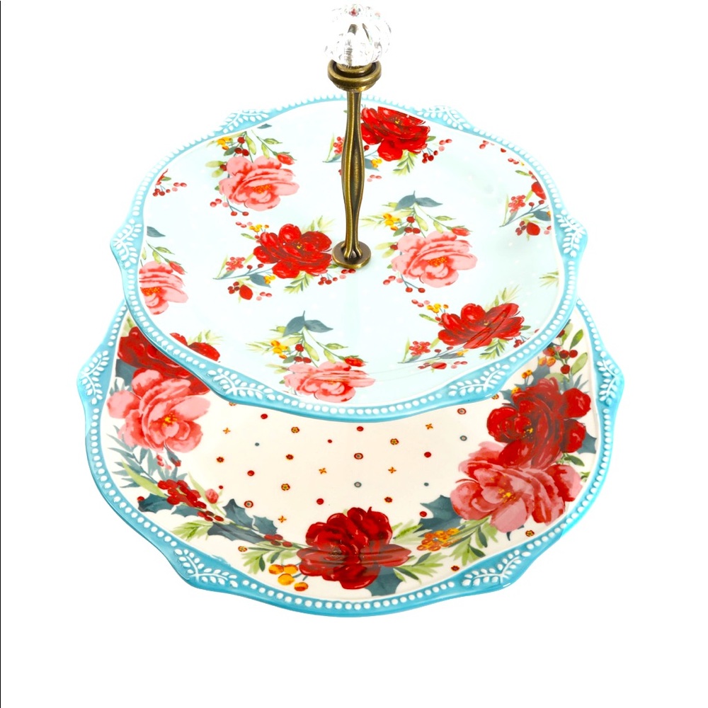 The Pioneer Woman Cheerful Rose Tier Server NIB